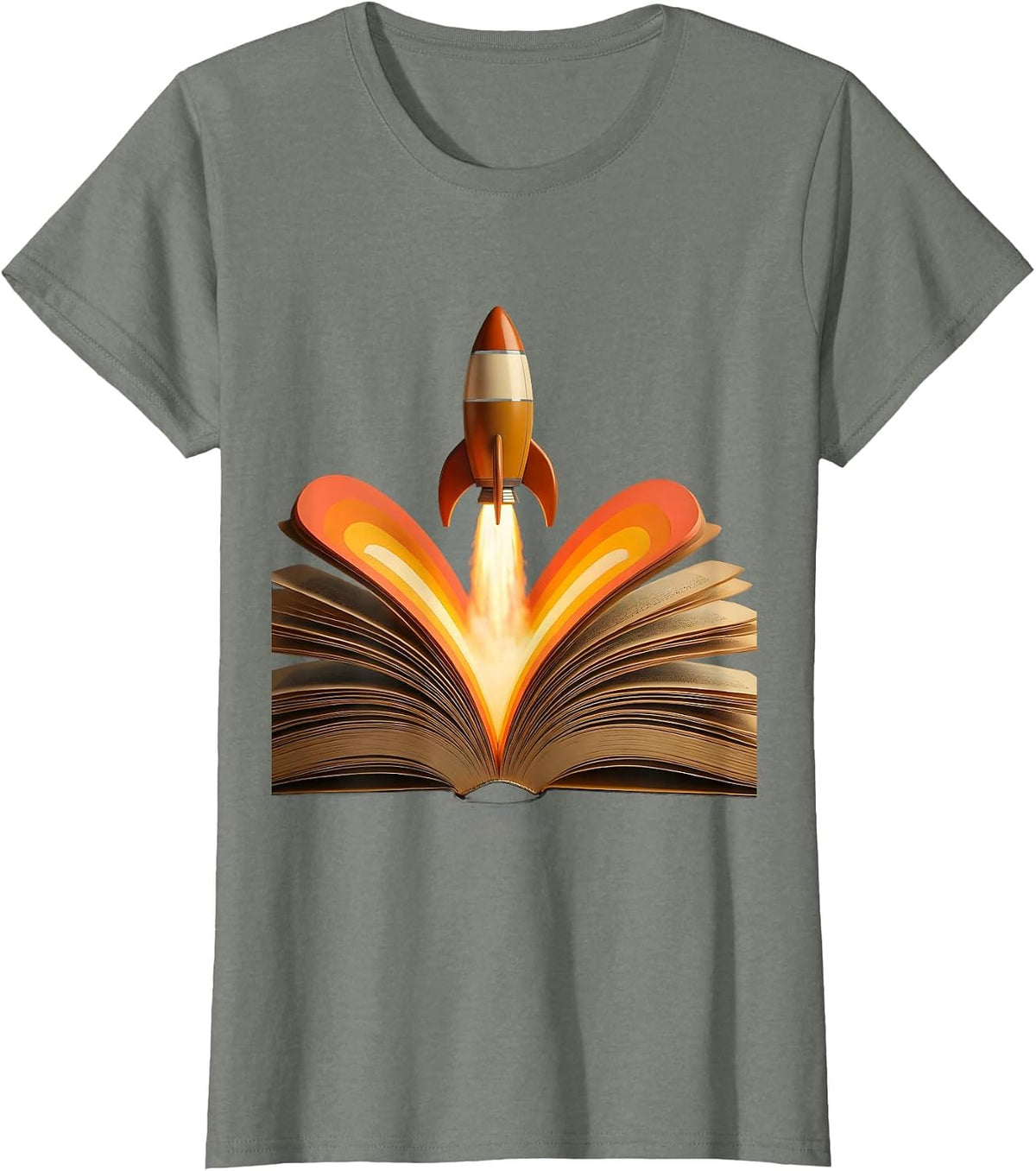Sped Teacher Rocket Launch Textbook Graphic T-Shirt - Olive Heather