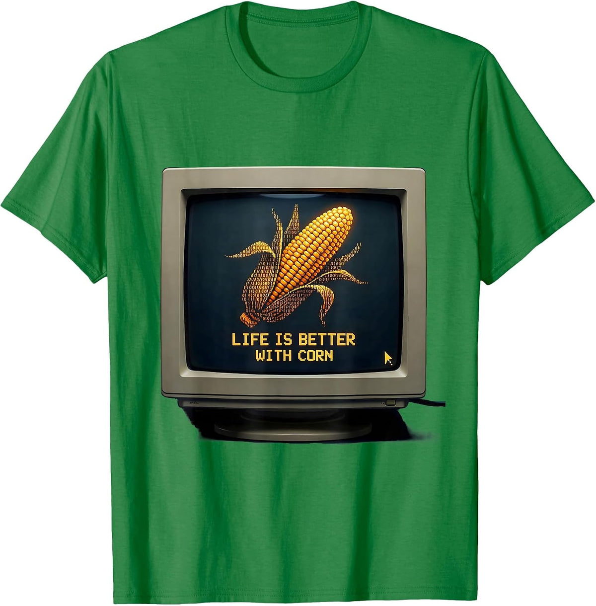 Men's Life Is Better With Corn Funny Veggie Design T-Shirt - Kelly Green