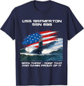 USS Bremerton SSN-698 American Flag Submarine Veteran Xmas T-Shirt - Navy Blue