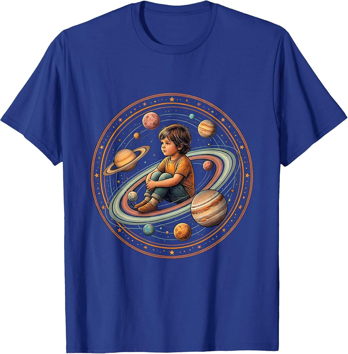 Autism Awareness Child Among the Planets T-Shirt - Royal Blue