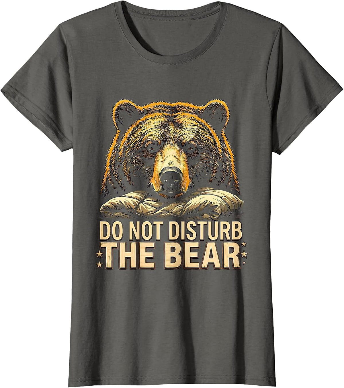 Women's Do Not Disturb The Bear Funny Bear Lover Wildlife Humor T-Shirt - Asphalt Grey