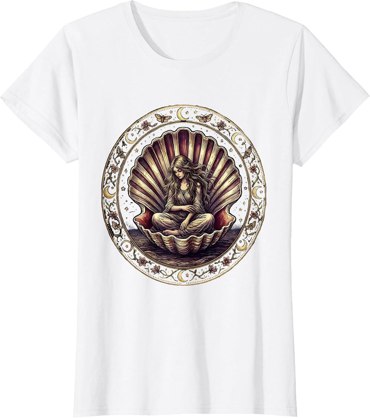 Autism Awareness Girl in Seashell Graphic Design T-Shirt - White