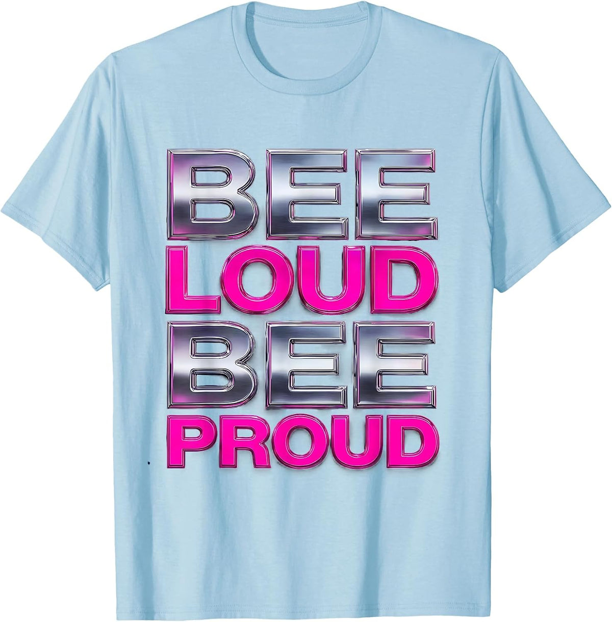 Bee Loud Bee Proud Bumblebee Design T-Shirt - Baby Blue