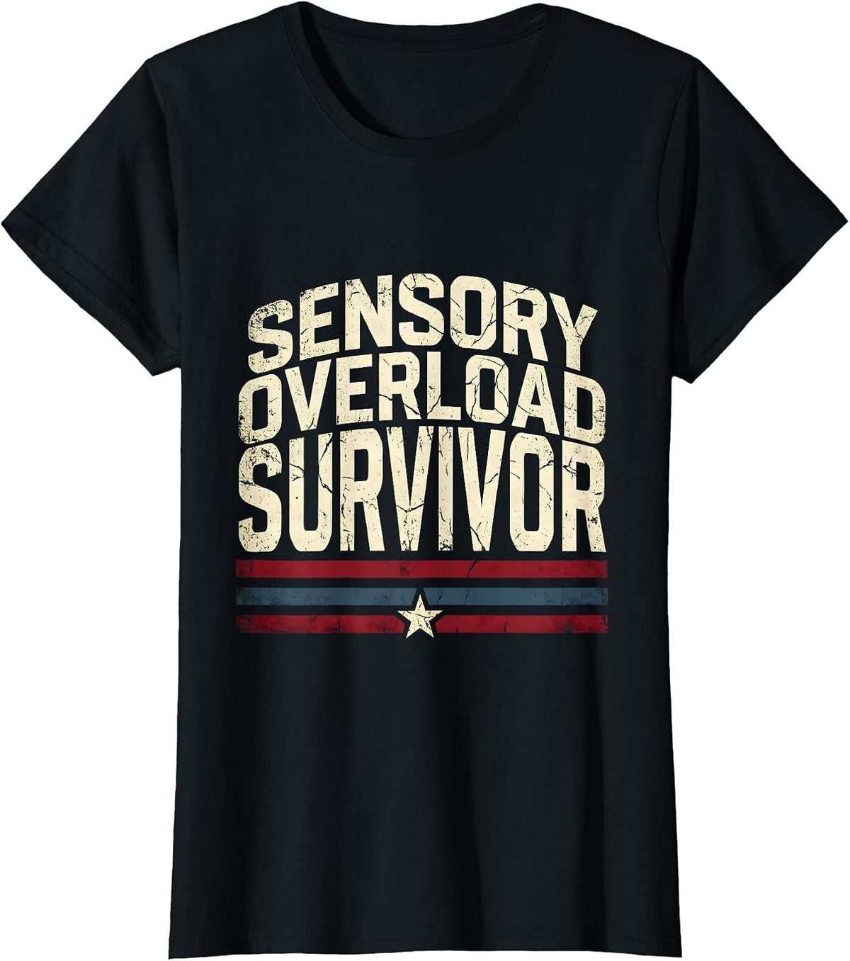Sensory Overload Survivor Autism Awareness Design T-Shirt - Black
