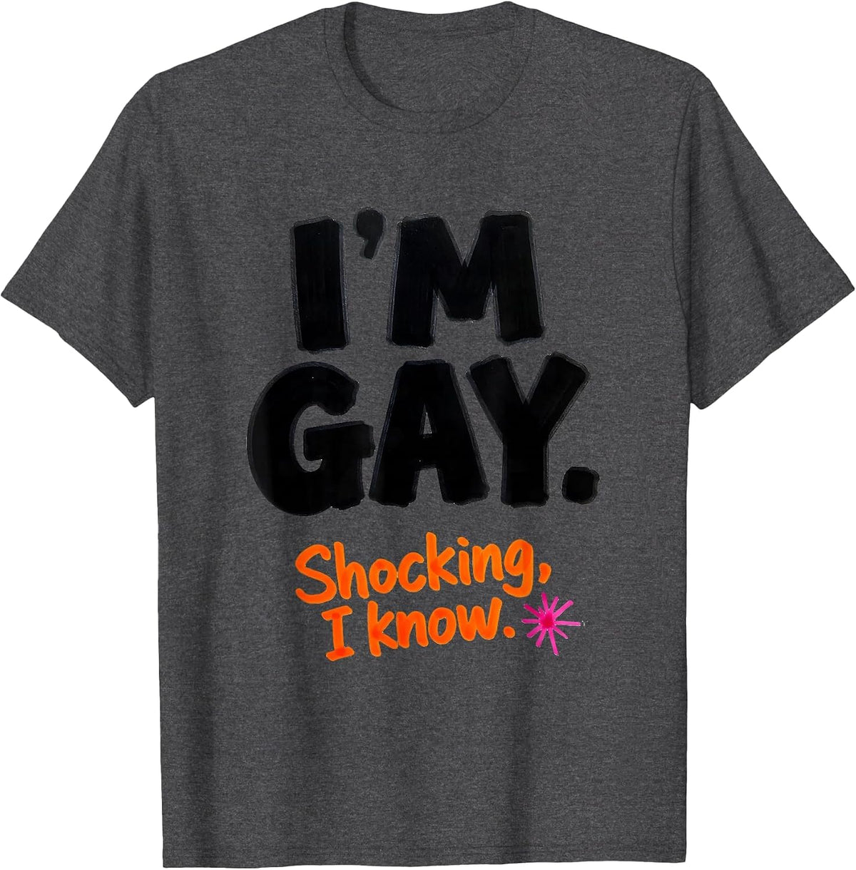 I'm Gay Shocking I Know Funny LGBTQ Pride Humor T-Shirt - Dark Heather Grey