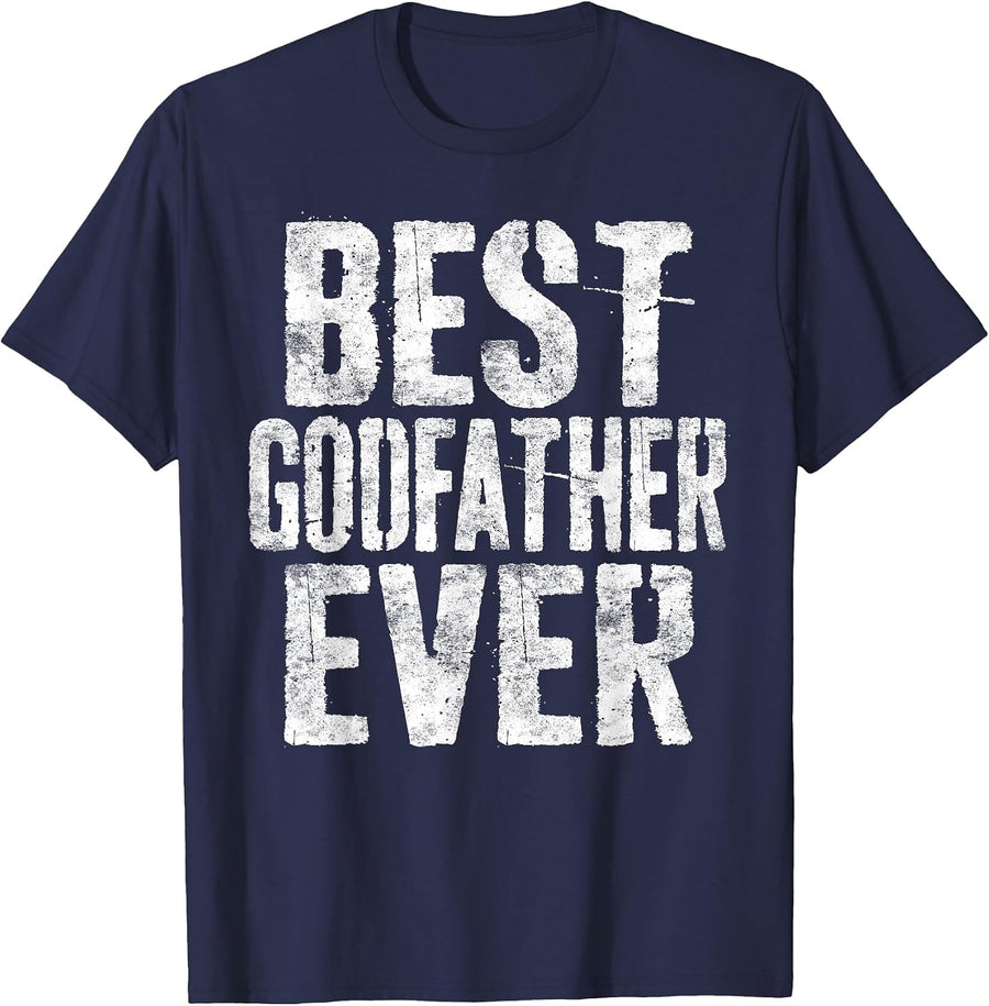 Best Godfather Ever Shirt Men Fathers Day Godfather T-Shirt - Navy Blue