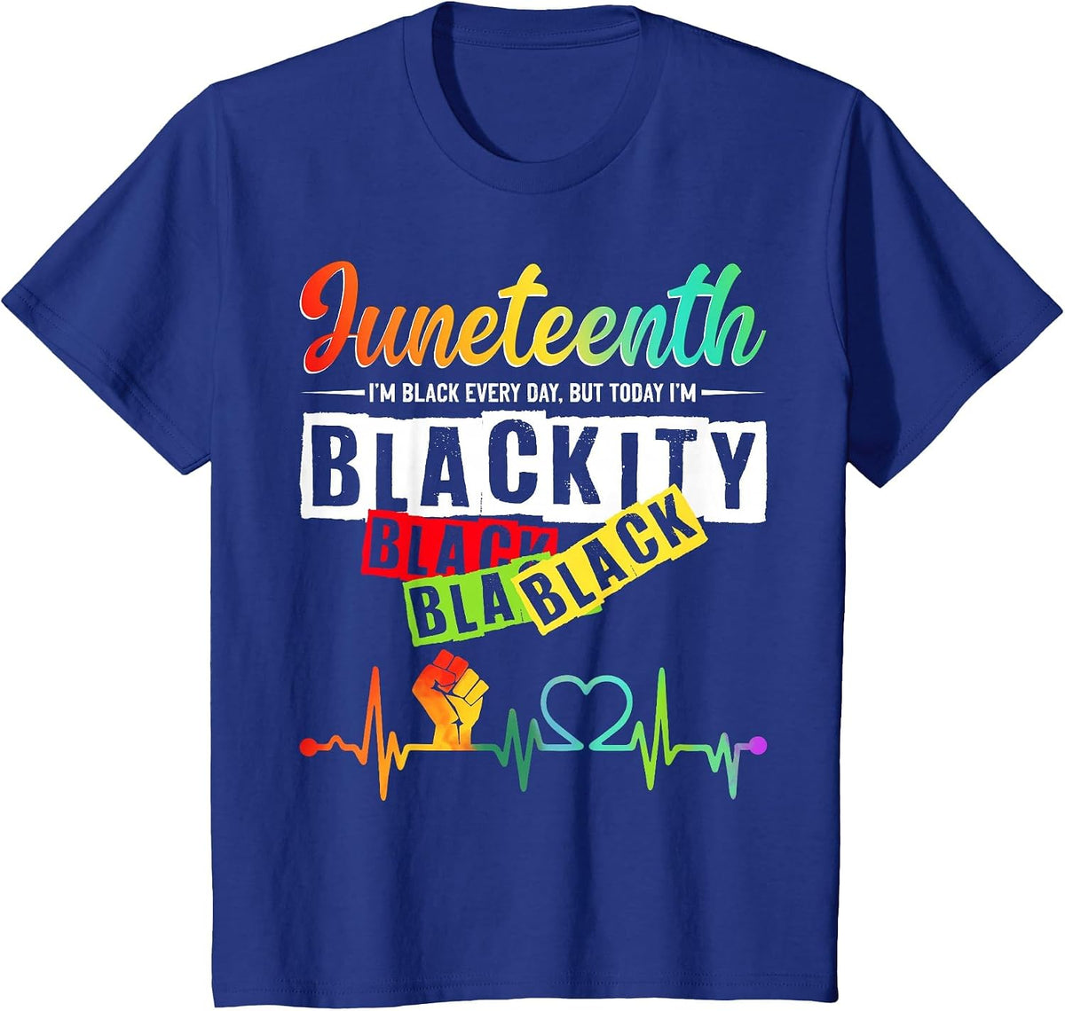 Juneteenth Blackity Heartbeat Black History African America T-Shirt - Royal Blue