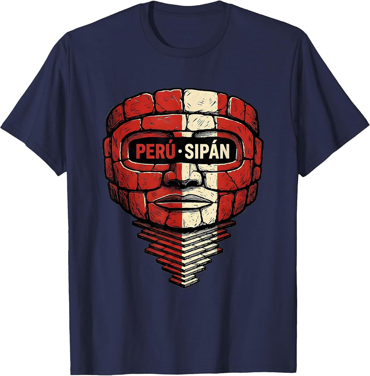 Perú · Sipán Linocut Peruvian Heritage National Pride T-Shirt - Navy Blue