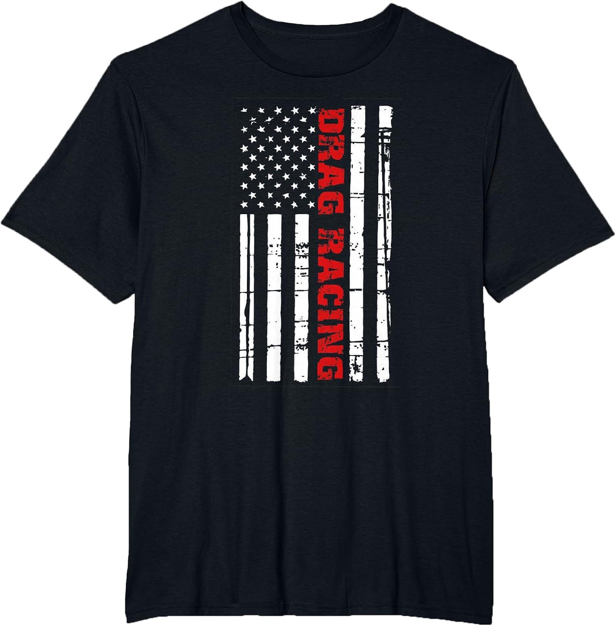 Drag Racing Flag Shirt Street Outlaws Race American T-Shirt - Black