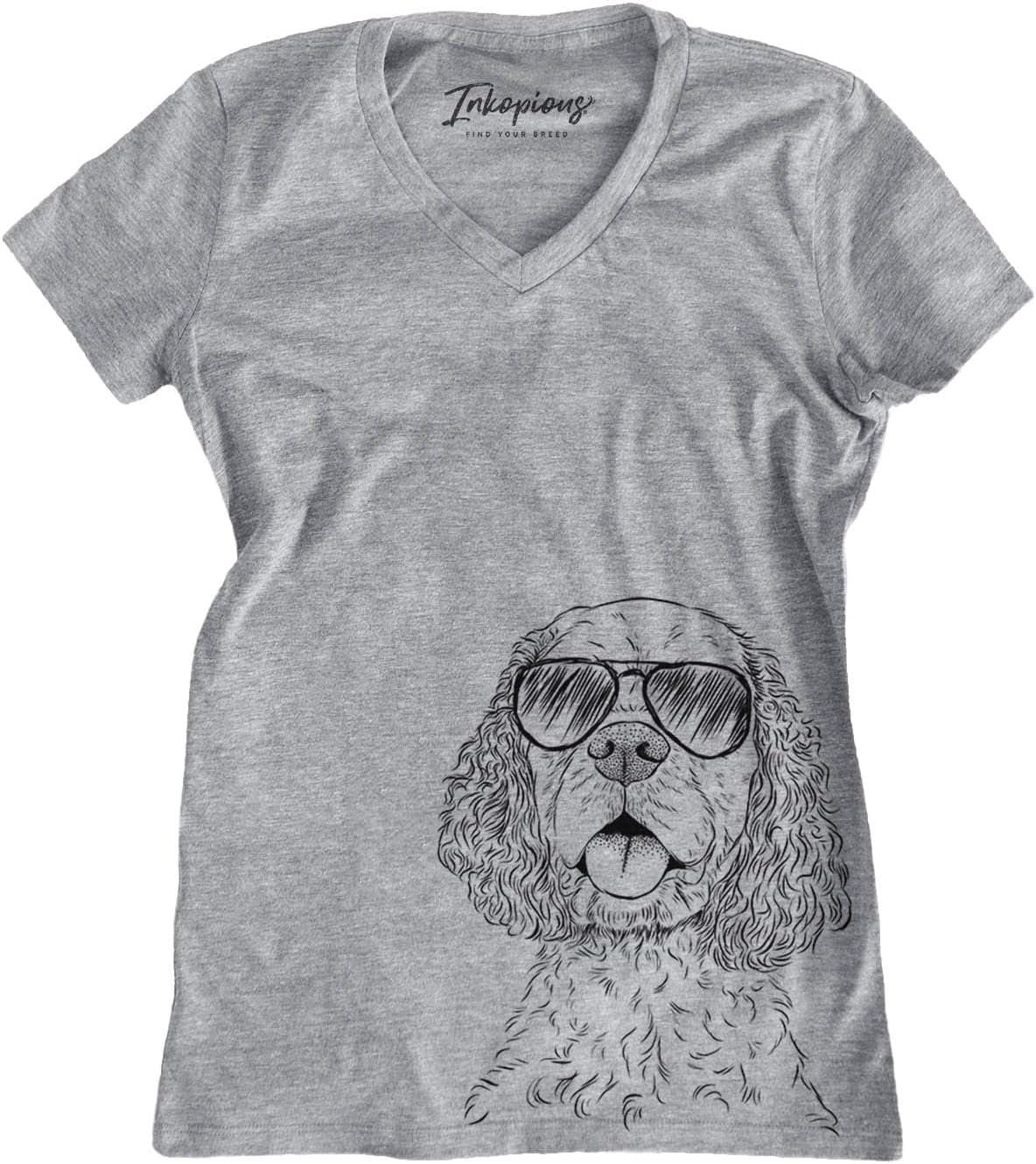 Aviator Baxter the American Cocker Spaniel Dog Triblend T-Shirt - Grey Modern V-neck
