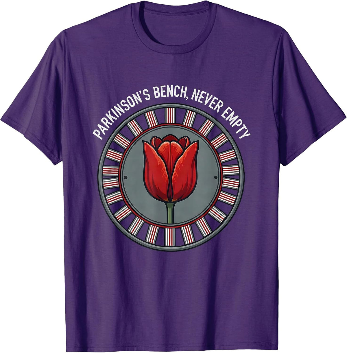 Parkinson's Bench Never Empty Defiant Humor Cause Awareness T-Shirt - Purple