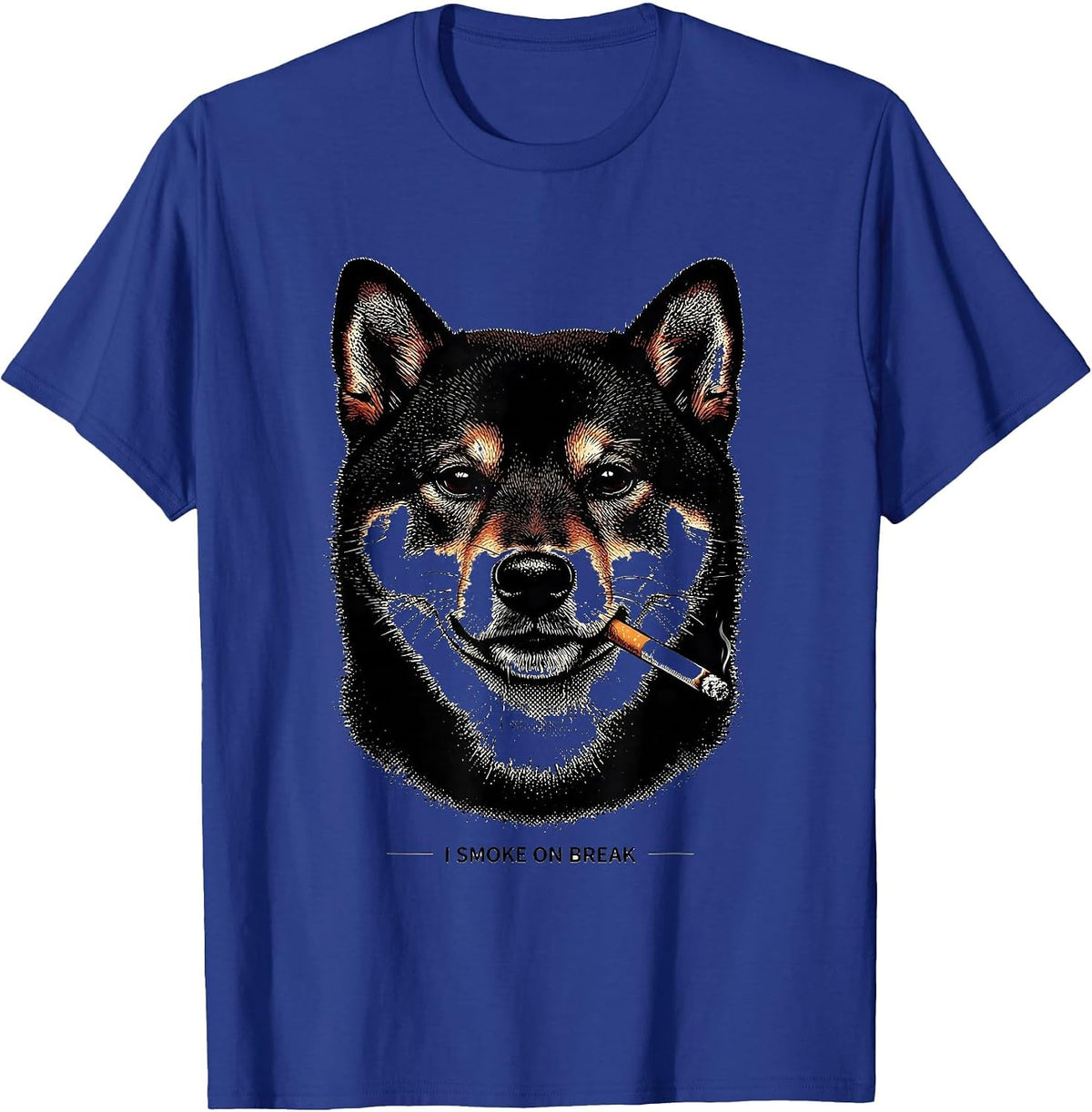 Men's I Smoke On Break Funny Shiba Inu Dog Meme Humor T-Shirt - Royal Blue