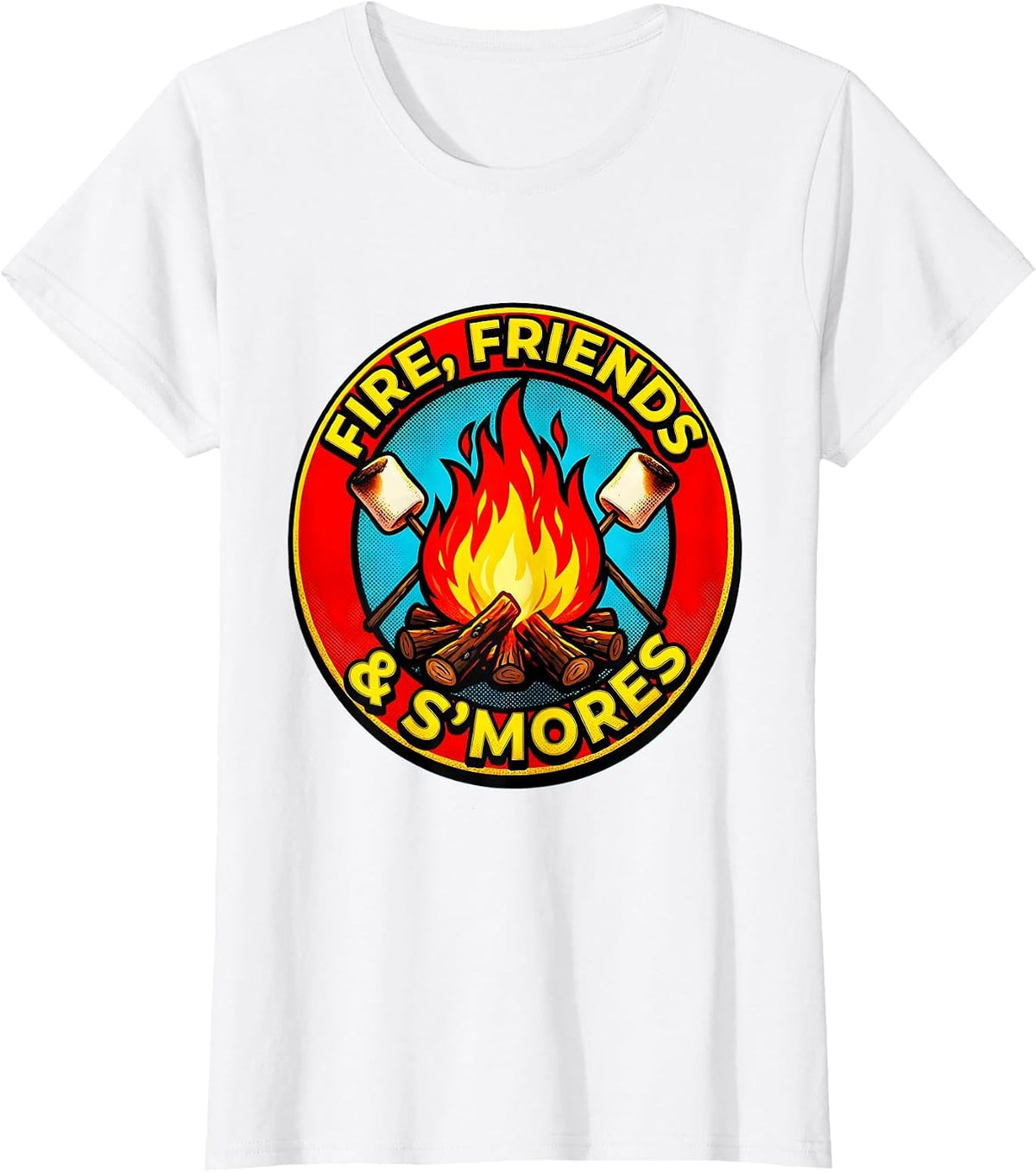 Women's Fire Friends and S'mores Camping Design T-Shirt - White