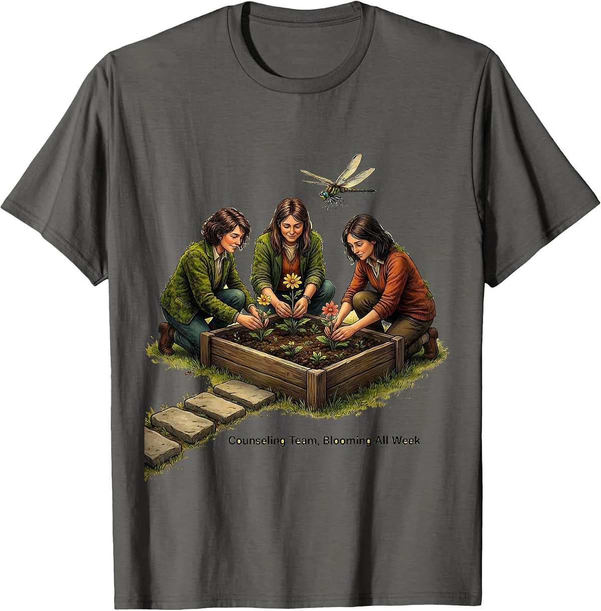 Men's Counseling Team Blooming All Week School Counselor T-Shirt - Asphalt Grey