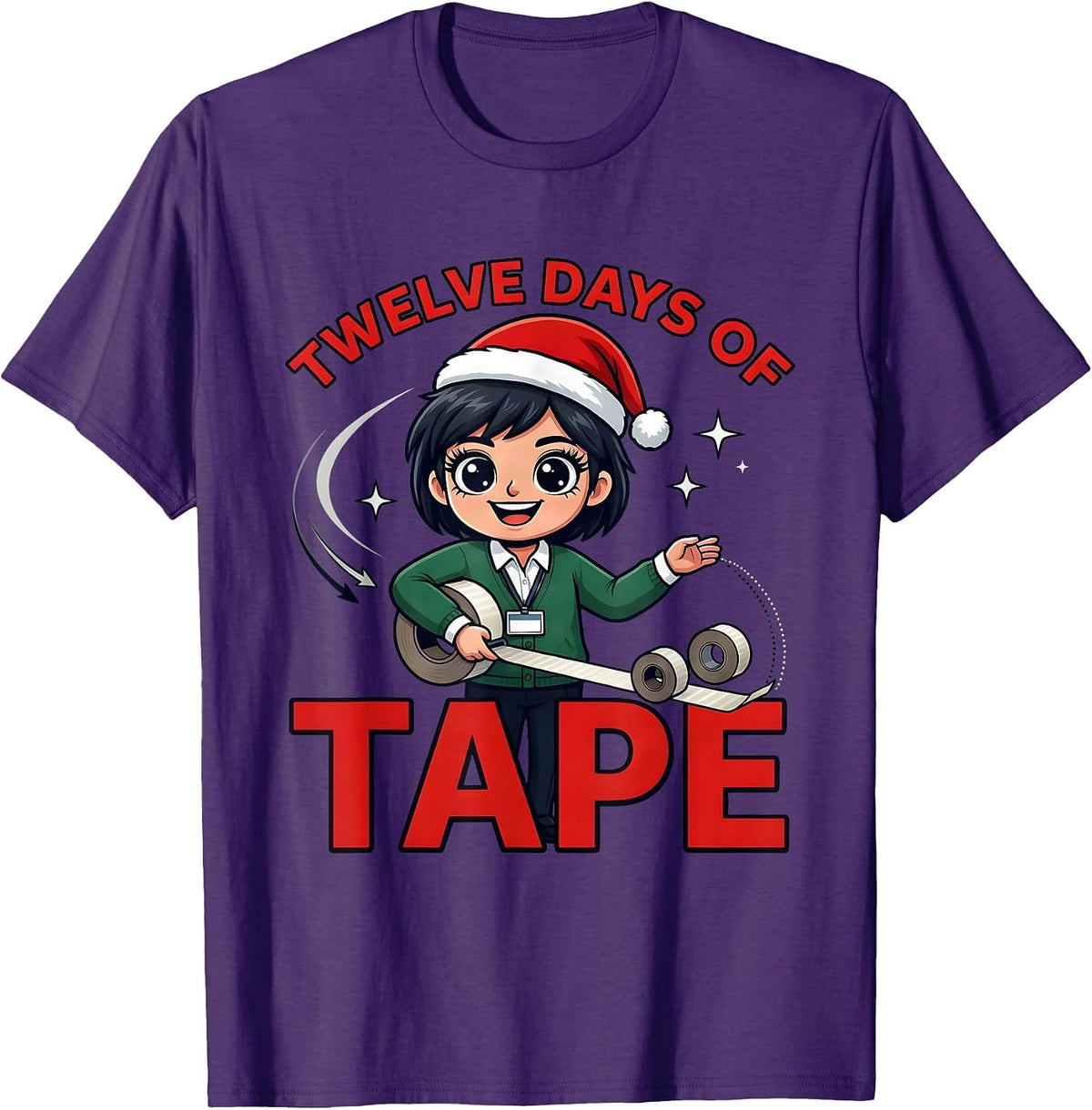 TWELVE DAYS OF TAPE Funny Teacher Christmas School Staff T-Shirt - Purple