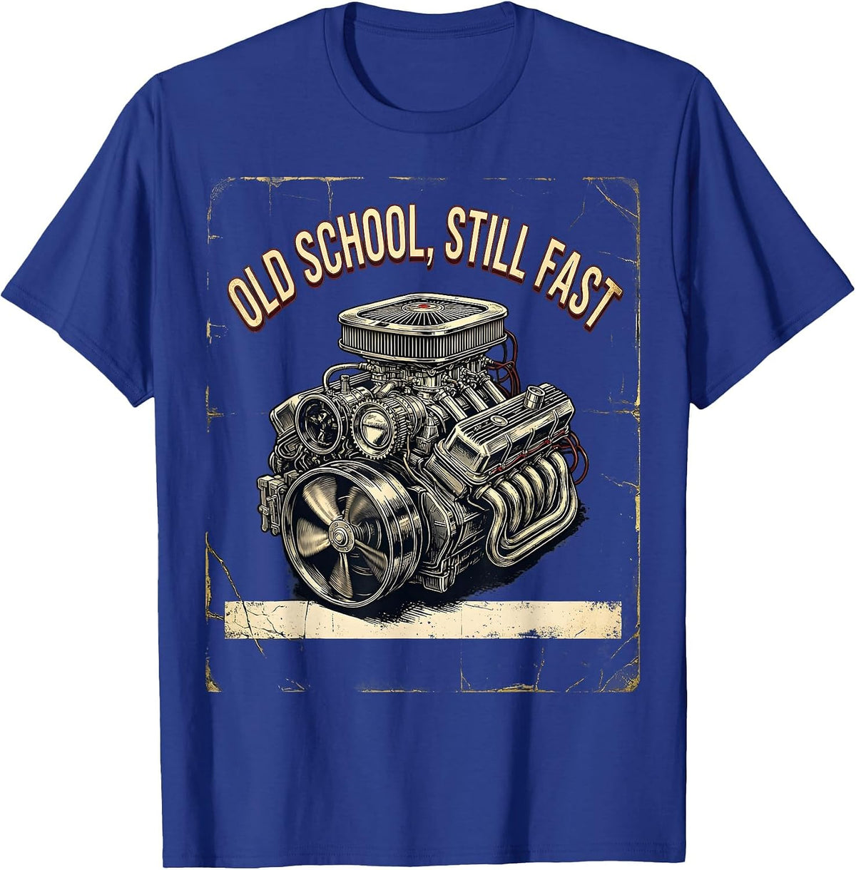 Men's Old School Still Fast Distressed Vintage Muscle Car Racing T-Shirt - Royal Blue