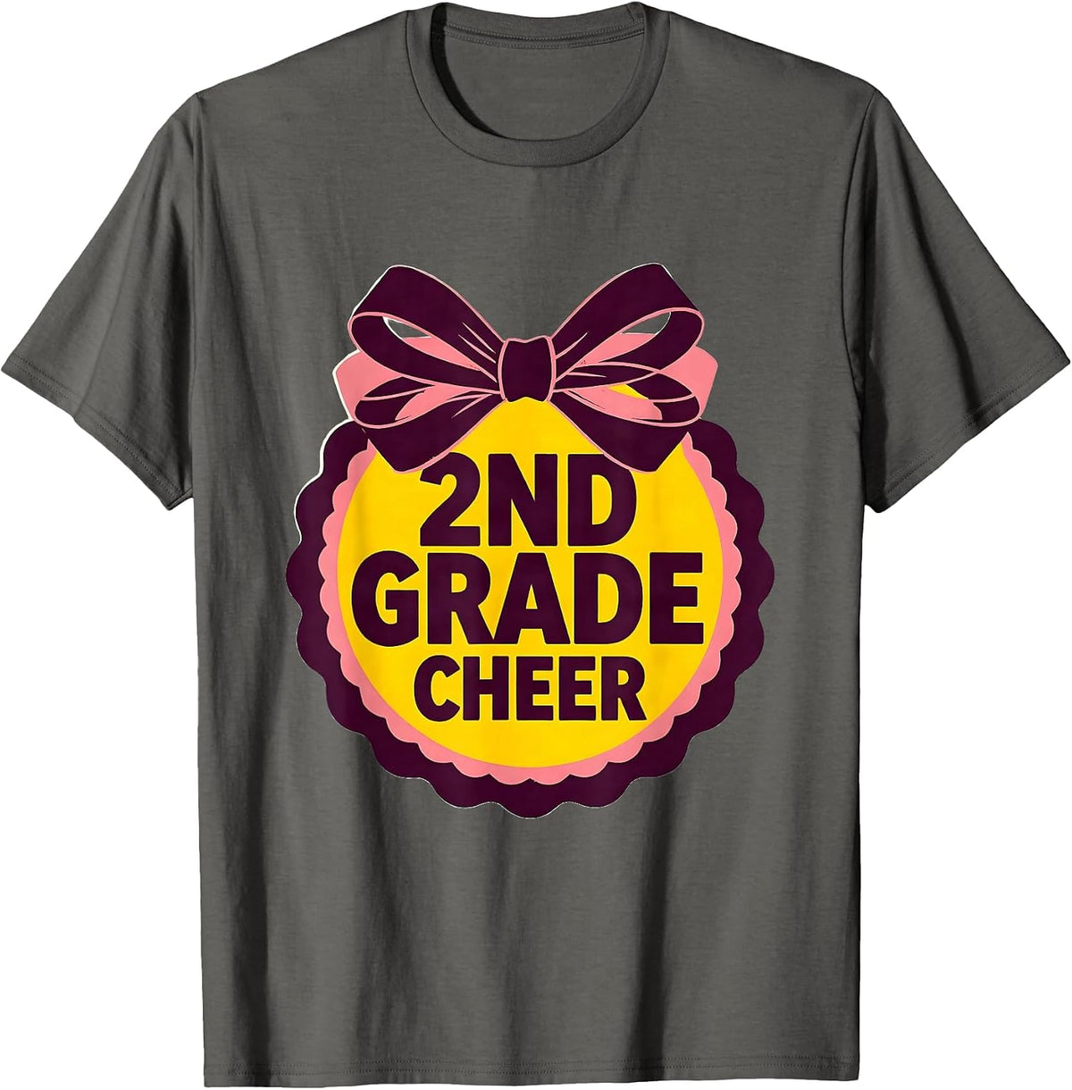 2nd Grade Cheer Coquette Bow Back to School Second Grade T-Shirt - Asphalt Grey