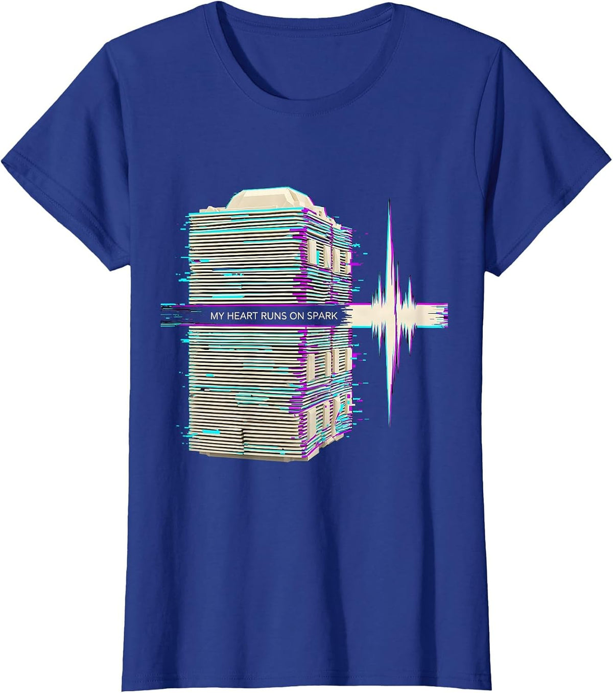 Women's My Heart Runs On Spark Funny Car Guy Auto Mechanic Humor T-Shirt - Royal Blue