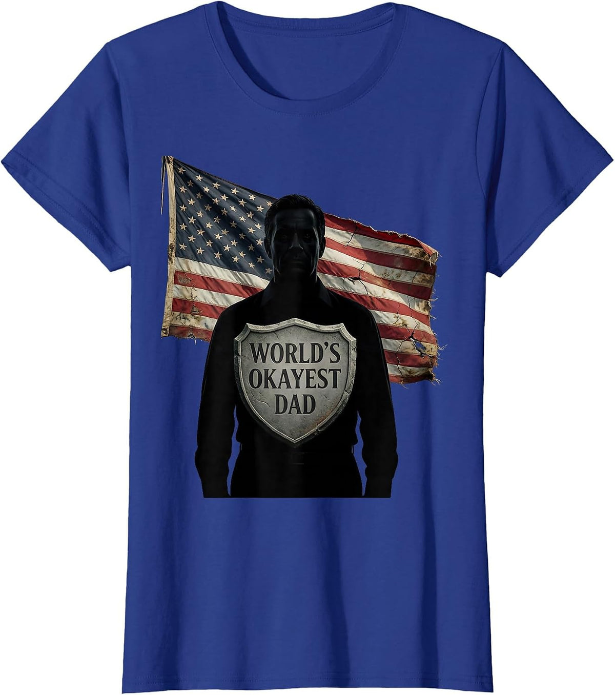 Women's World's Okayest Dad Funny Father Design T-Shirt - Royal Blue