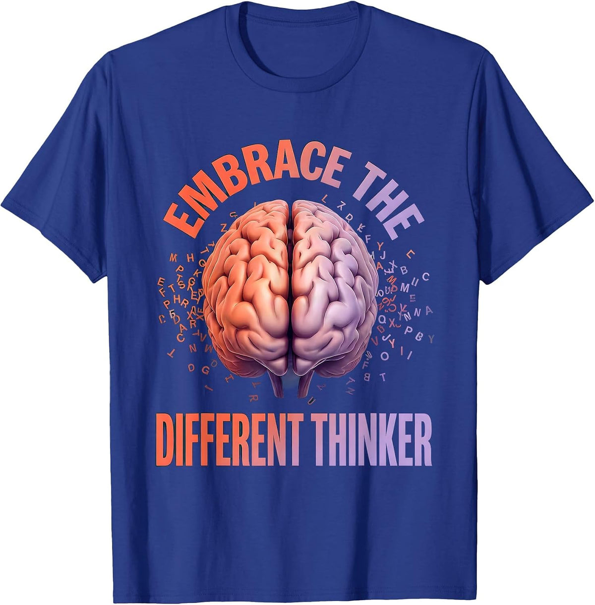 Men's Embrace the Different Thinker Dyslexia Awareness T-Shirt - Royal Blue