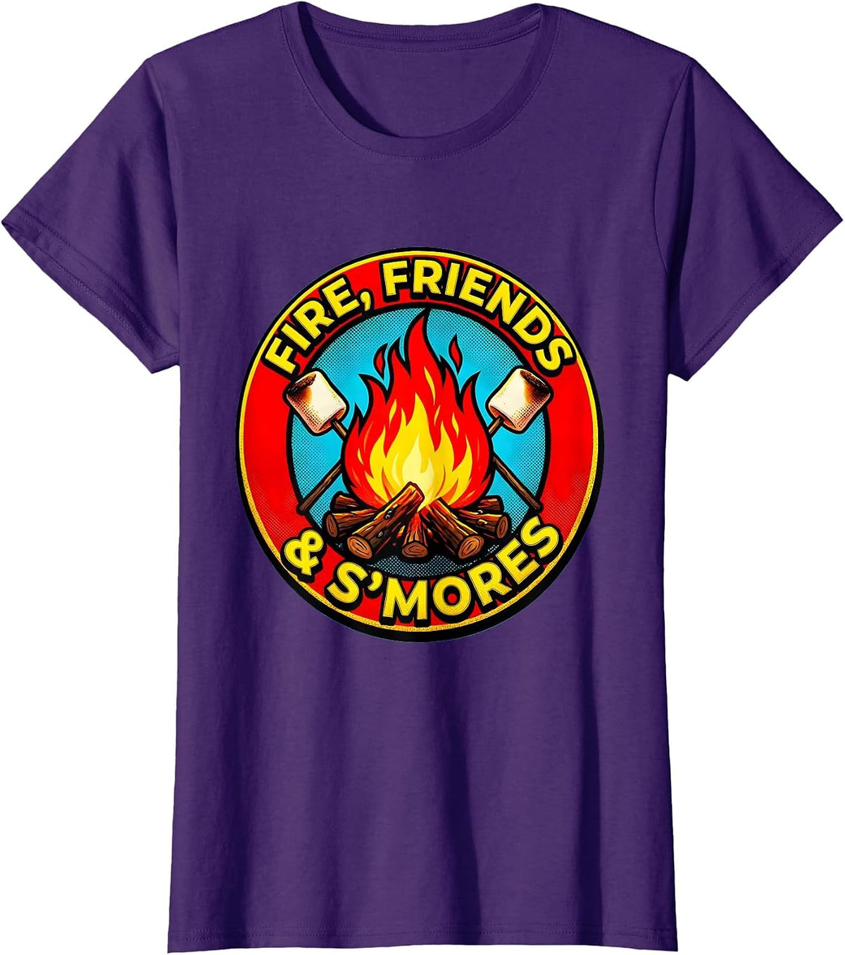 Women's Fire Friends and S'mores Camping Design T-Shirt - Purple