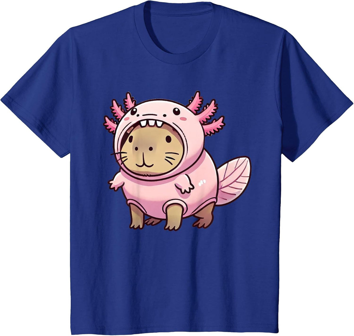 Kawaii Capybara Axolotl Costume T-Shirt - Royal Blue