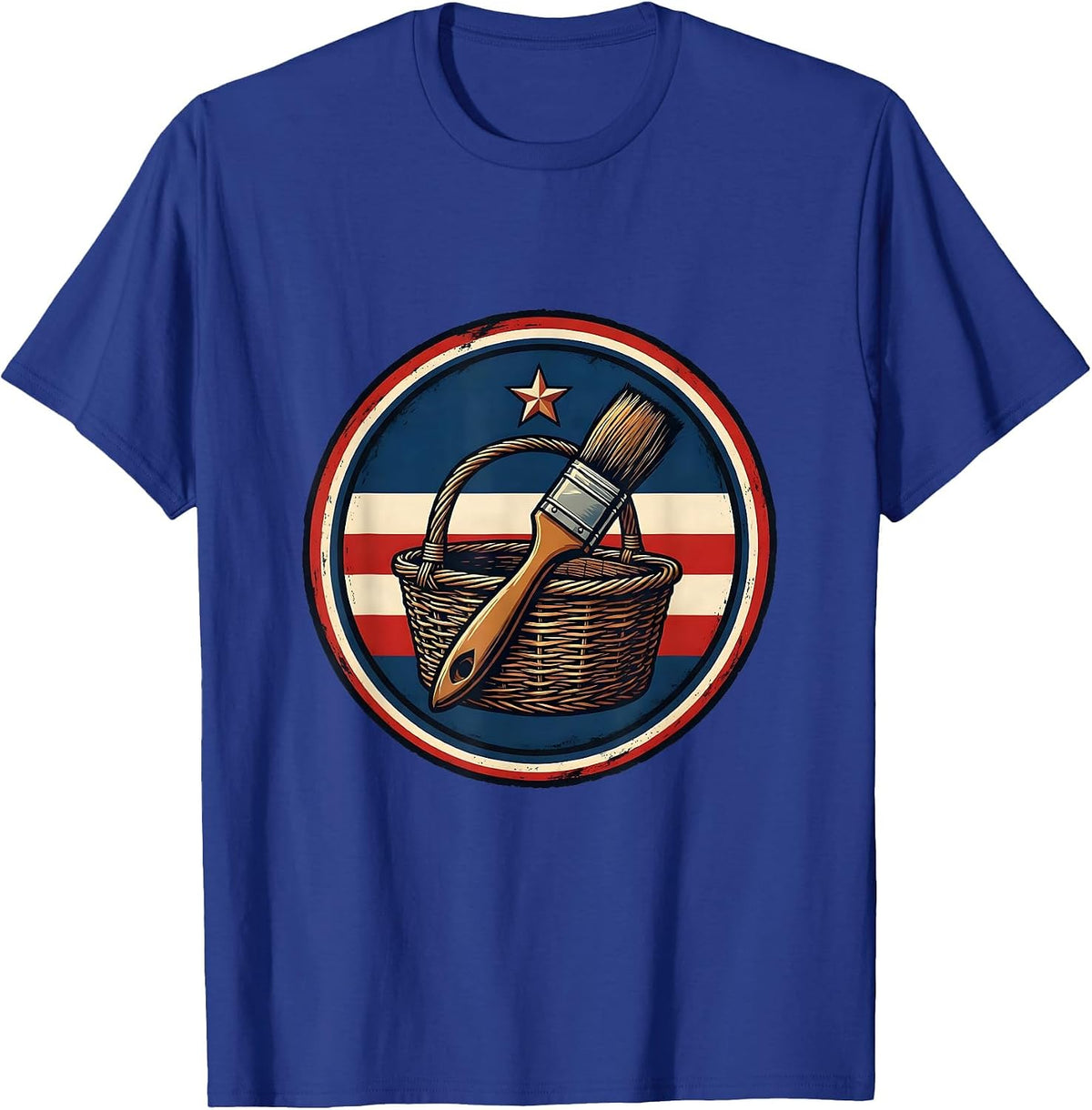 Patriotic Badge Picnic Basket Flag Star Labor Day T-Shirt - Royal Blue
