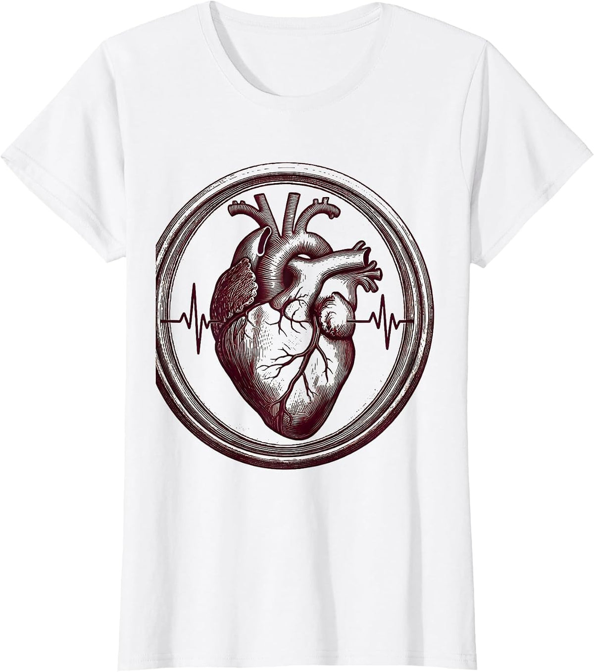 Women's Anatomical Heart Exercise Pulse Physical Therapy T-Shirt - White