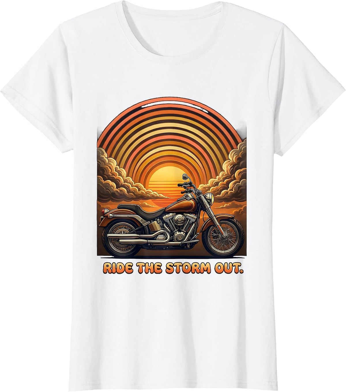 Ride the Storm Out Motorcycle Biker Design T-Shirt - White