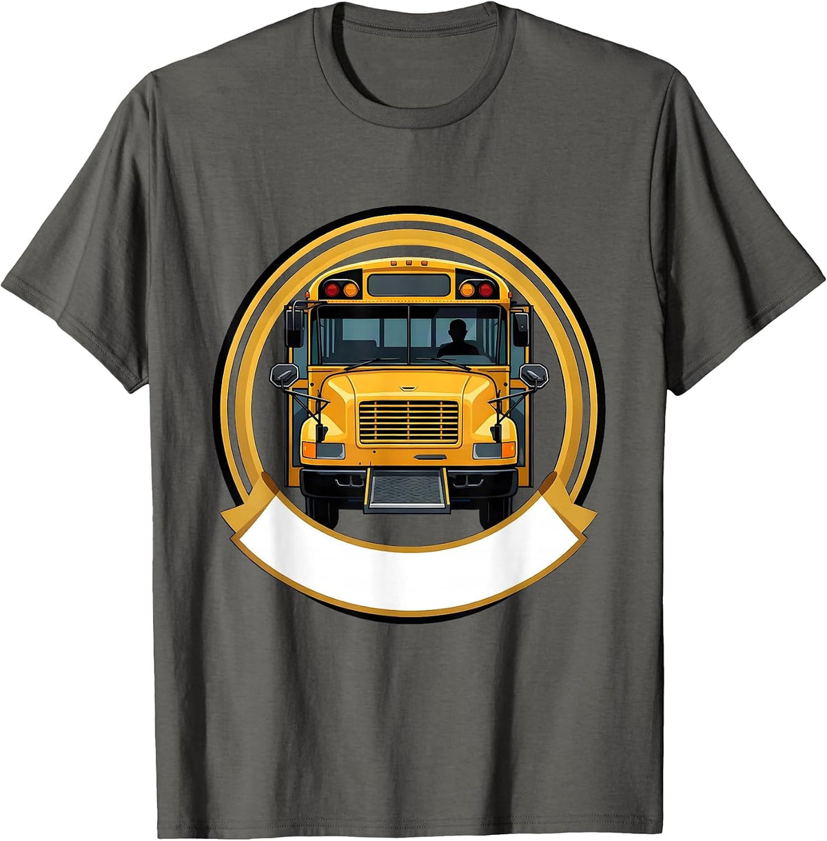 School Bus Driver Appreciation Seal Emblem Crew T-Shirt - Asphalt Grey