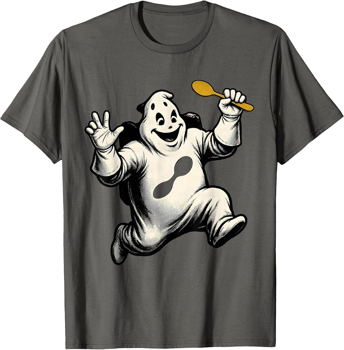 Men's Retro Cartoon Ghost Sped Para Teacher Halloween T-Shirt - Asphalt Grey