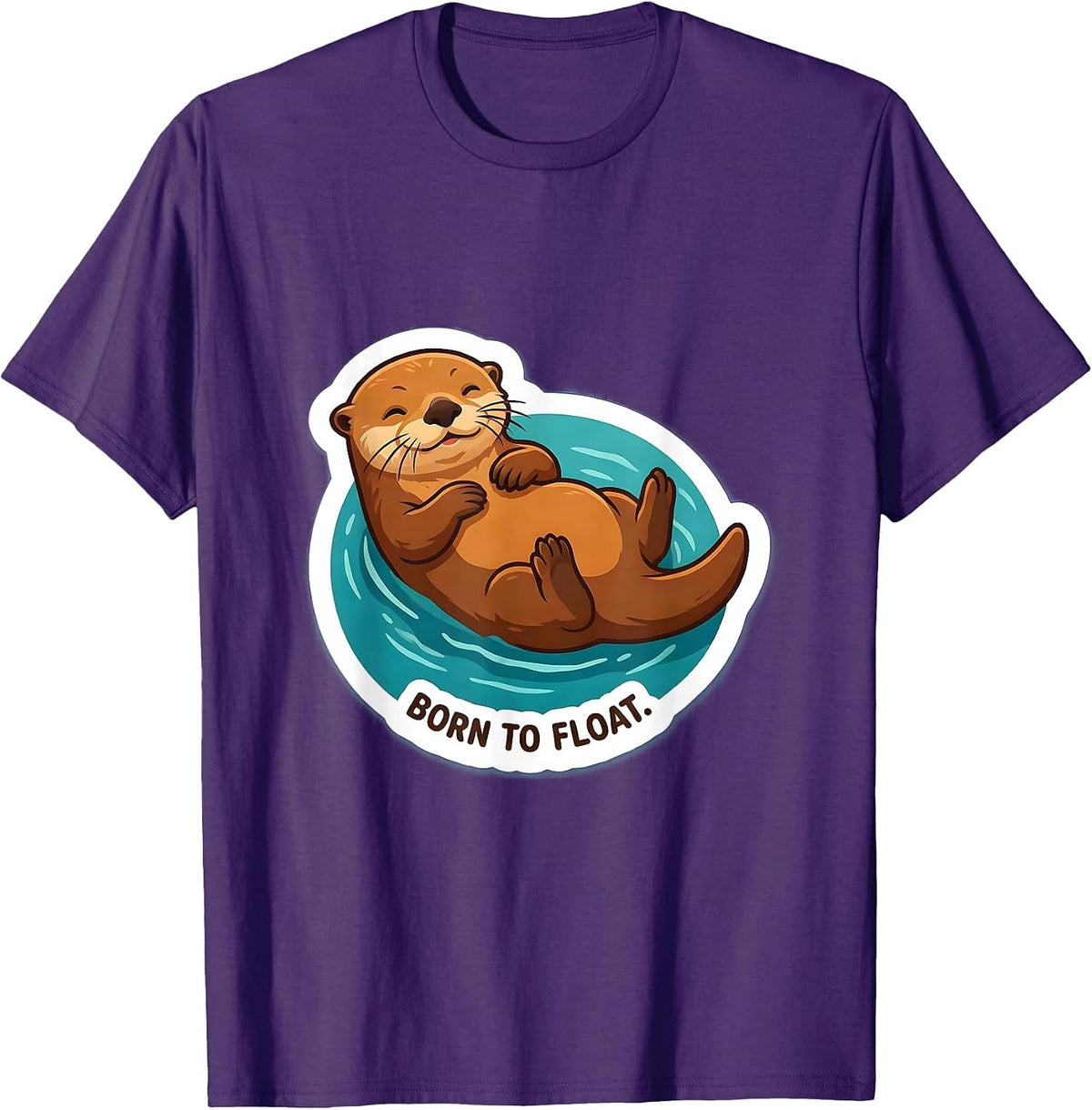 Men's Born to Float Sea Otter Nature Design T-Shirt - Purple