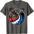 Red White and Blue Hawk Diving Patriotic Design T-Shirt - Asphalt Grey
