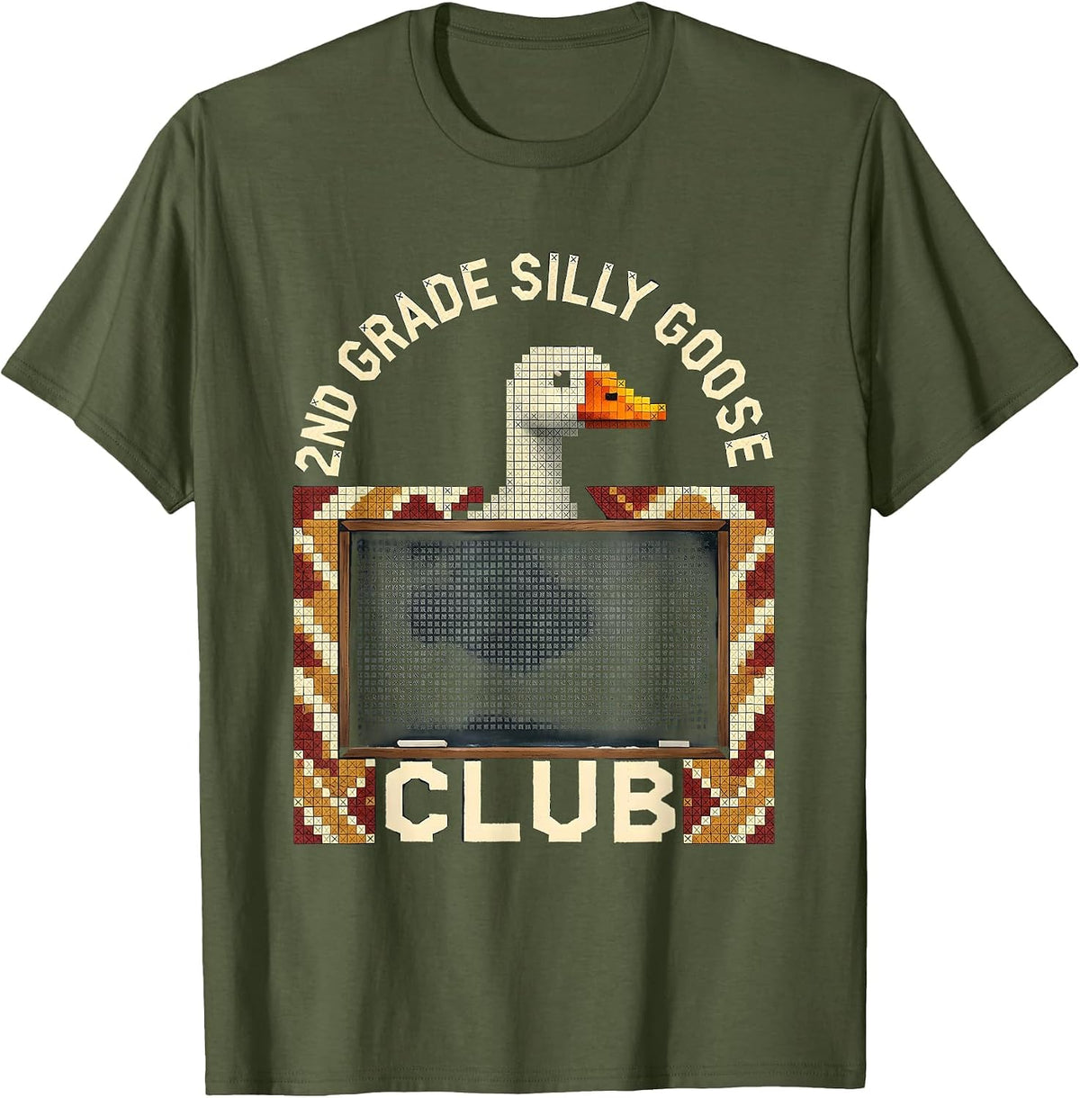 Men's 2nd Grade Silly Goose Club Teacher Back To School Humor T-Shirt - Olive Green