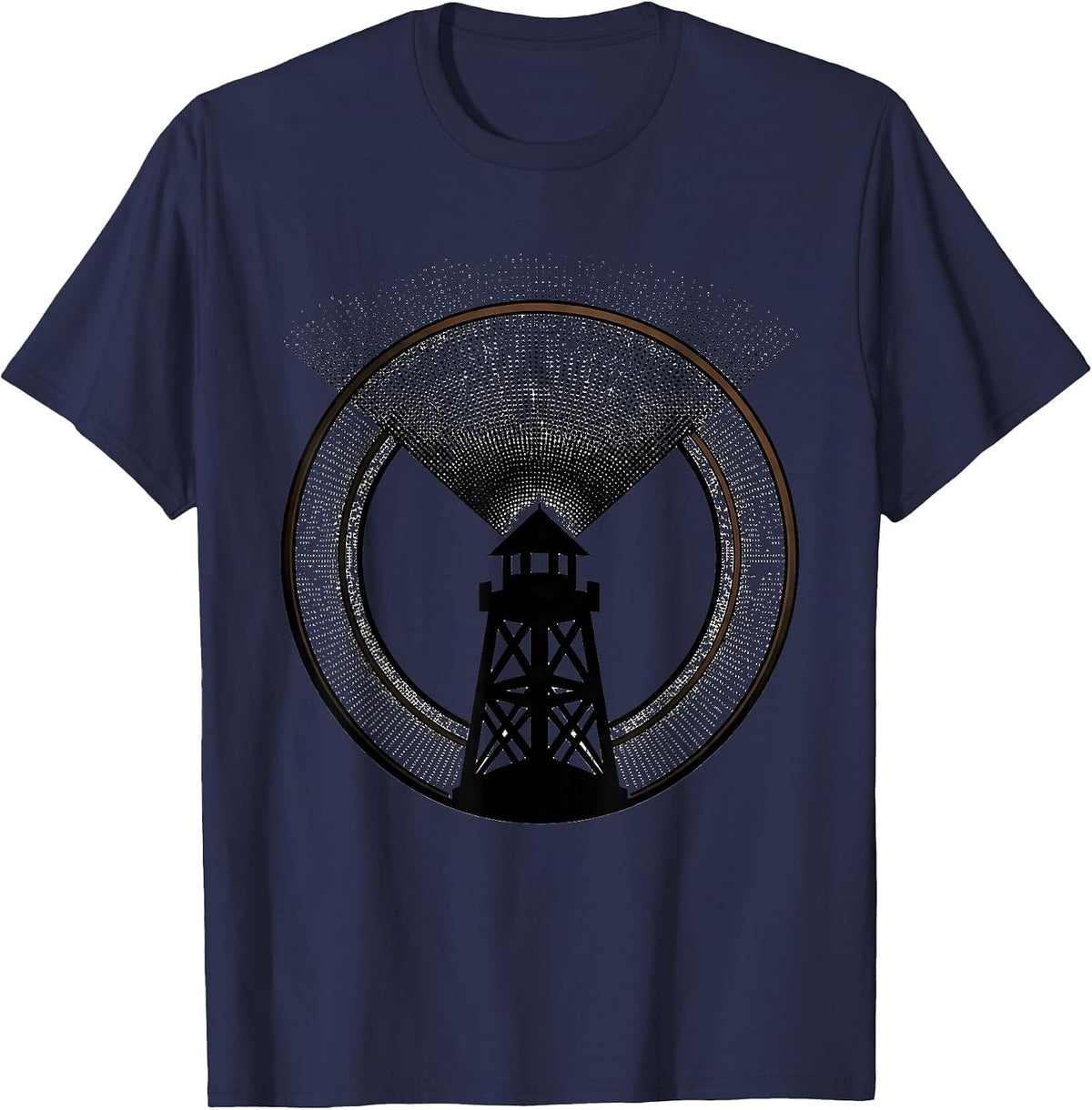Men's Guard Tower Searchlight Security Graphic Tee T-Shirt - Navy Blue