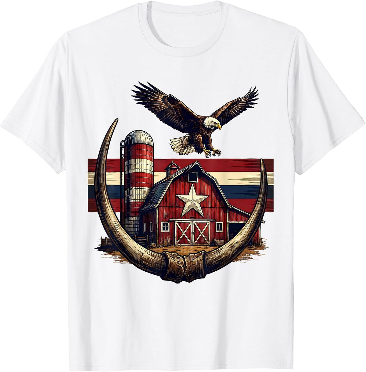 Men's Republican Barn and Silo Vast Open Sky Illustration T-Shirt - White