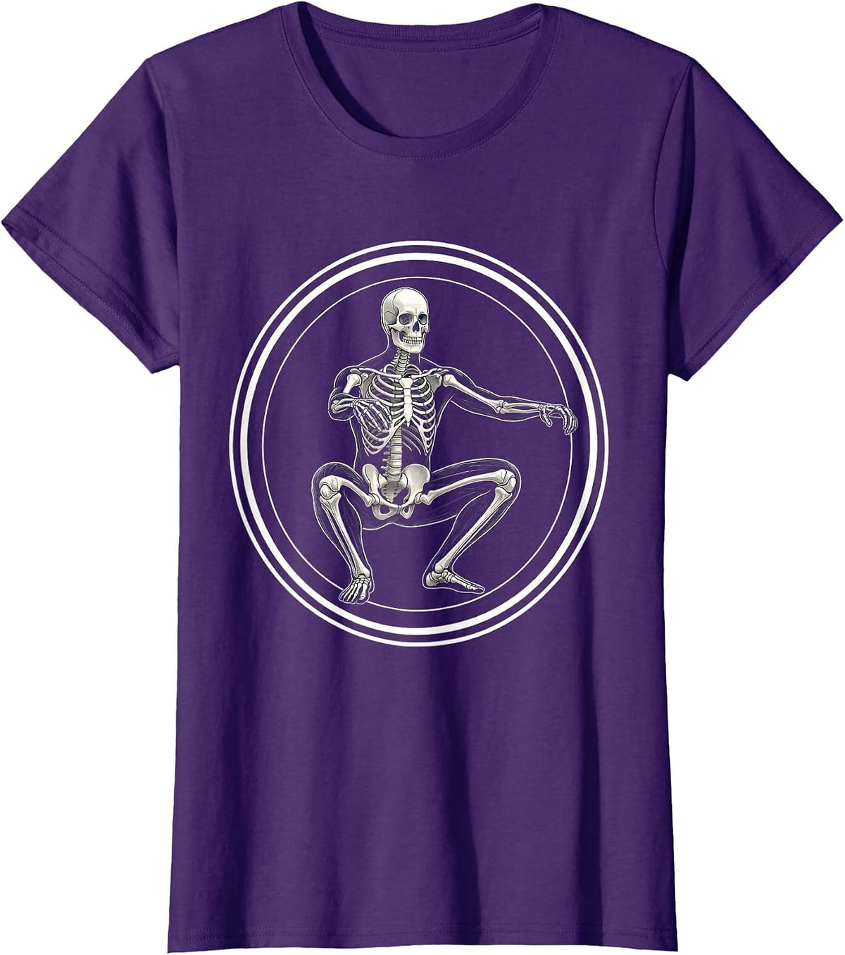 Women's Skeleton Deep Squat Physical Therapy Funny Bone T-Shirt - Purple