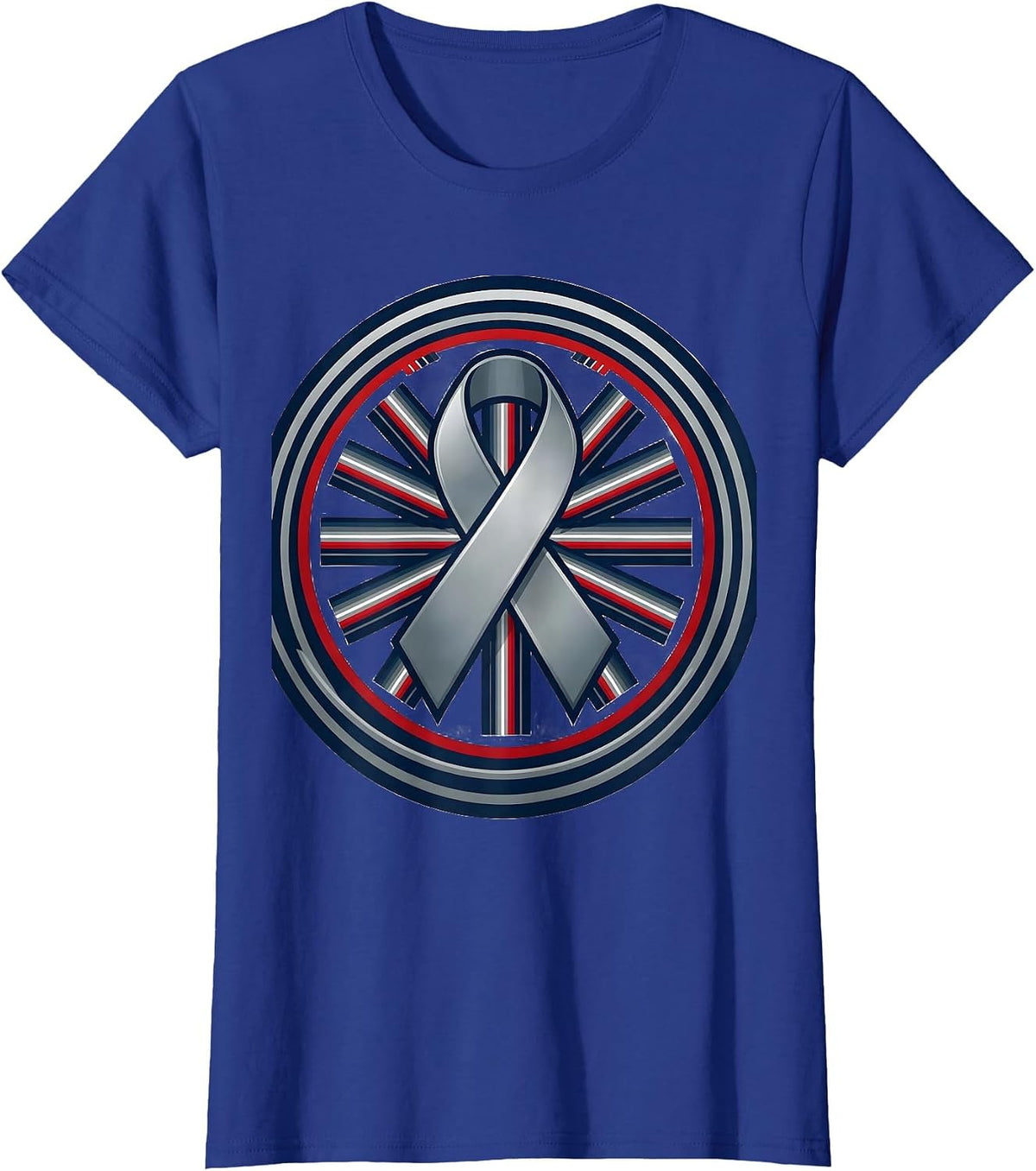 Women's Sealed Varsity Badge Silver Grey Ribbon Parkinson's T-Shirt - Royal Blue