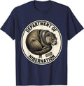 Department Of Hibernation Whimsical Groundhog Lover Humor T-Shirt - Navy Blue