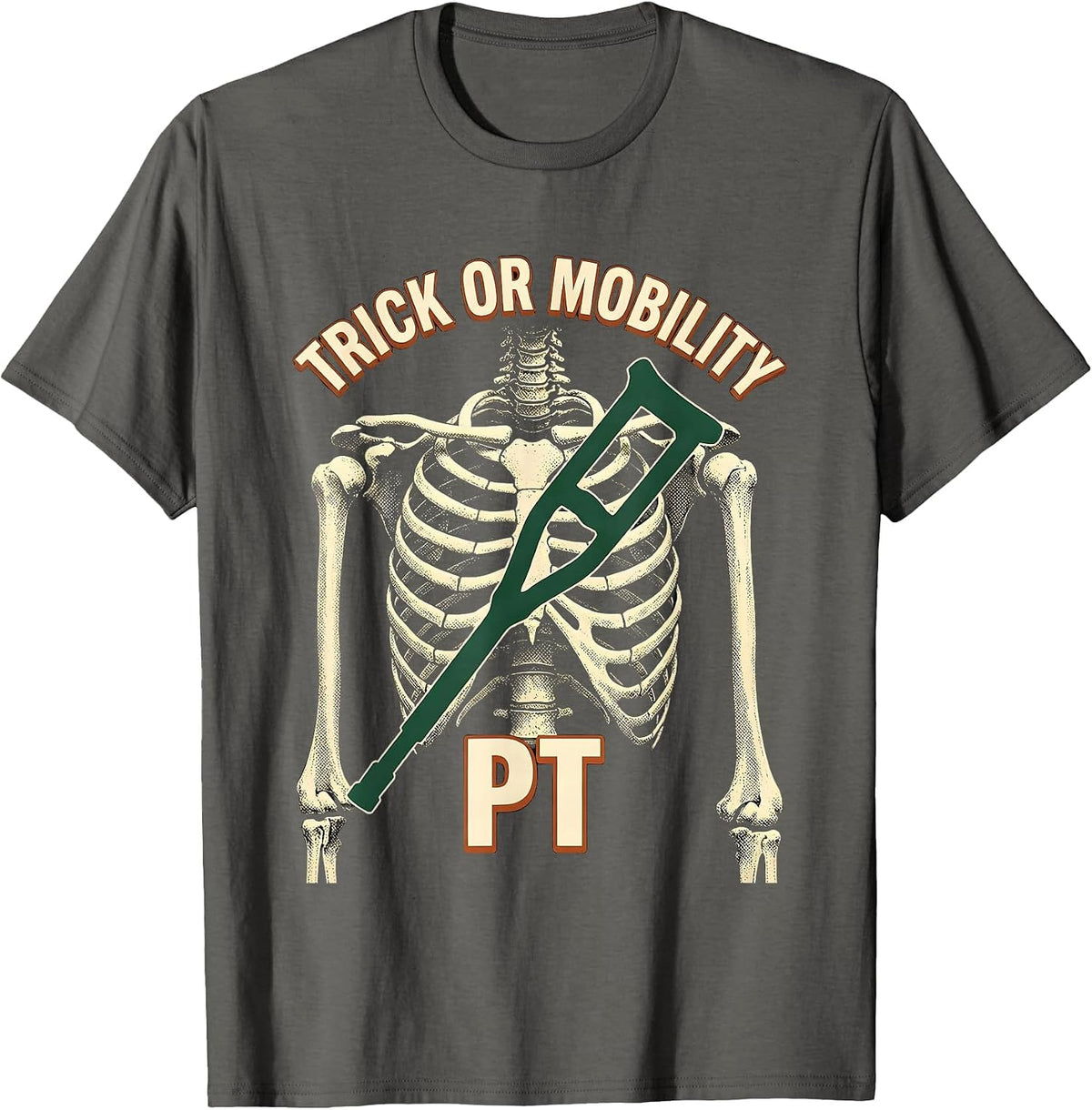 Trick Or Mobility PT Vintage Physical Therapy Halloween T-Shirt - Asphalt Grey