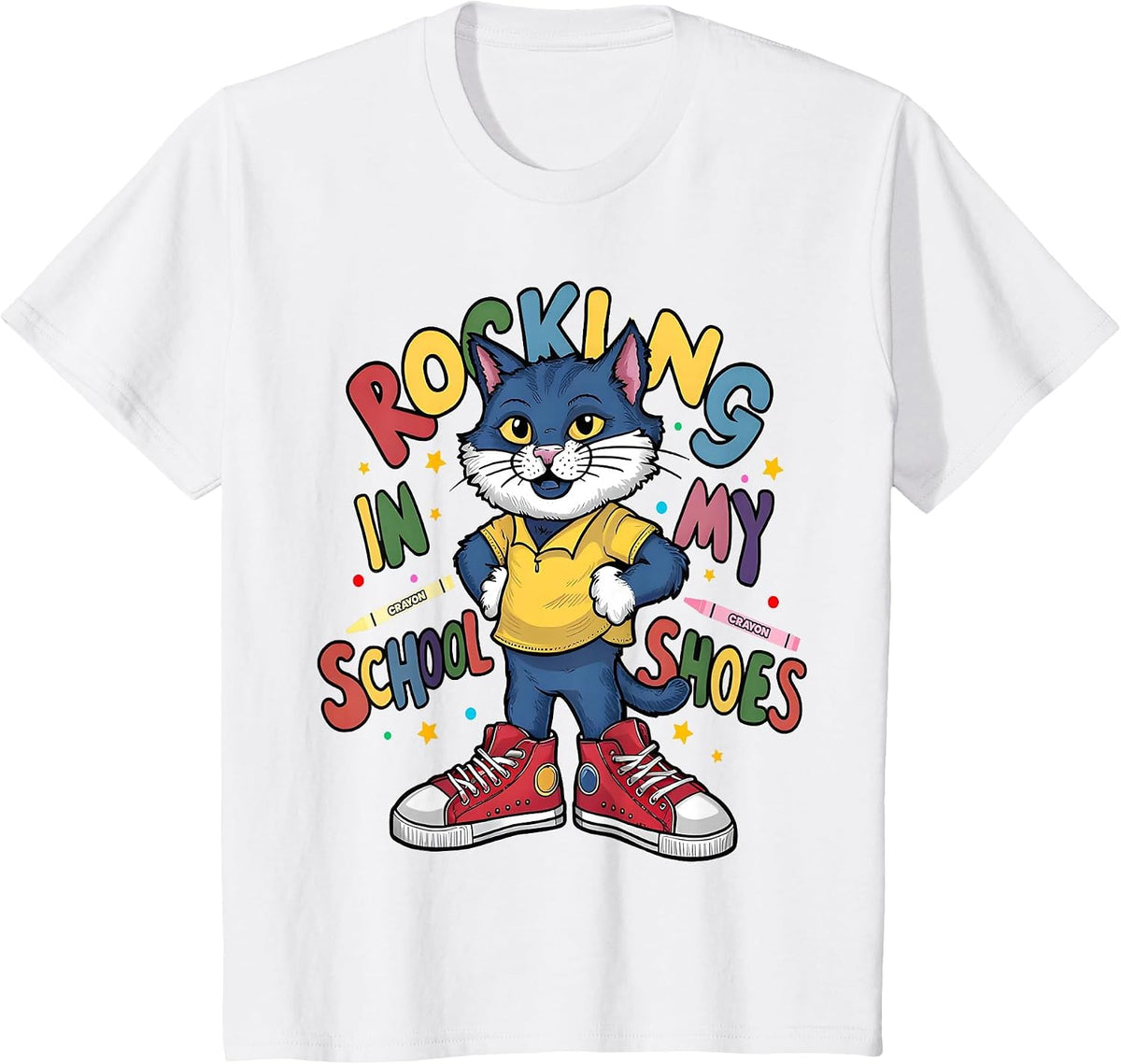 Cat Rocking in My School Shoes Funny Back to School Cat Love T-Shirt - White