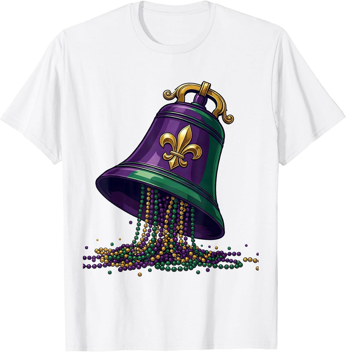 Men's Oversized Handbell Fleur De Lis Mardi Gras Party Humor T-Shirt - White