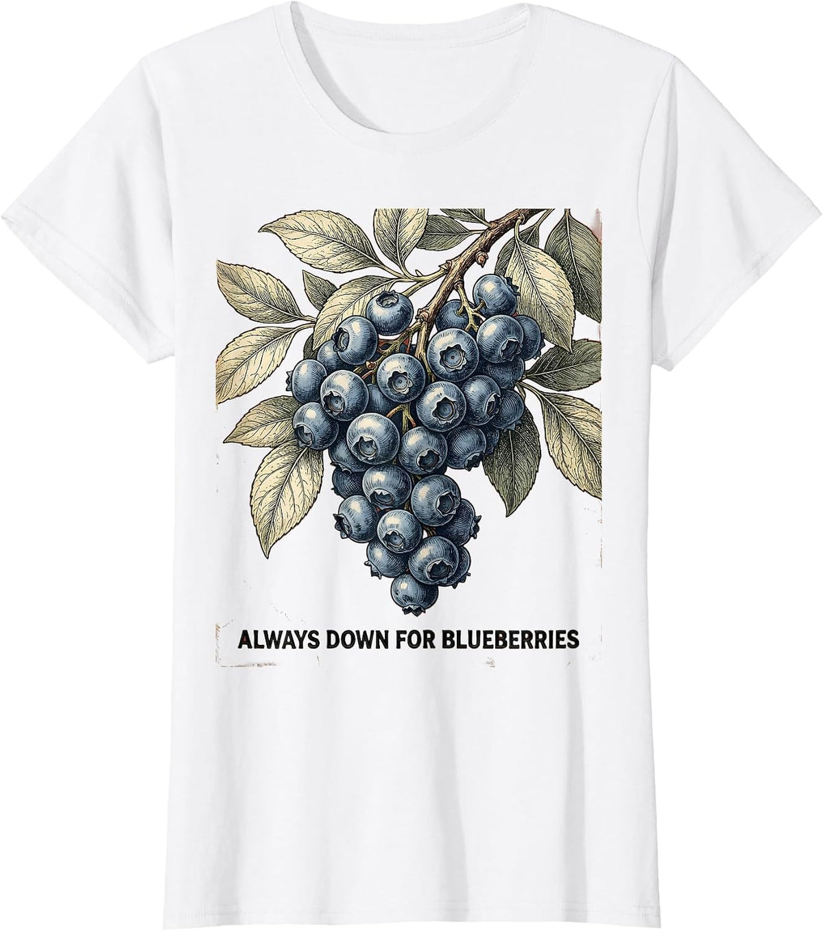 Always Down for Blueberries Red White and Blue Design T-Shirt - White