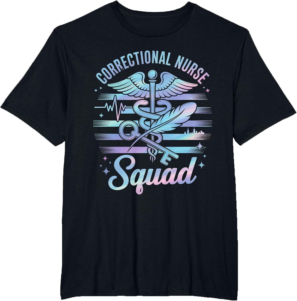 Correctional Nurse American Flag Corrections Nursing Squad T-Shirt - Black