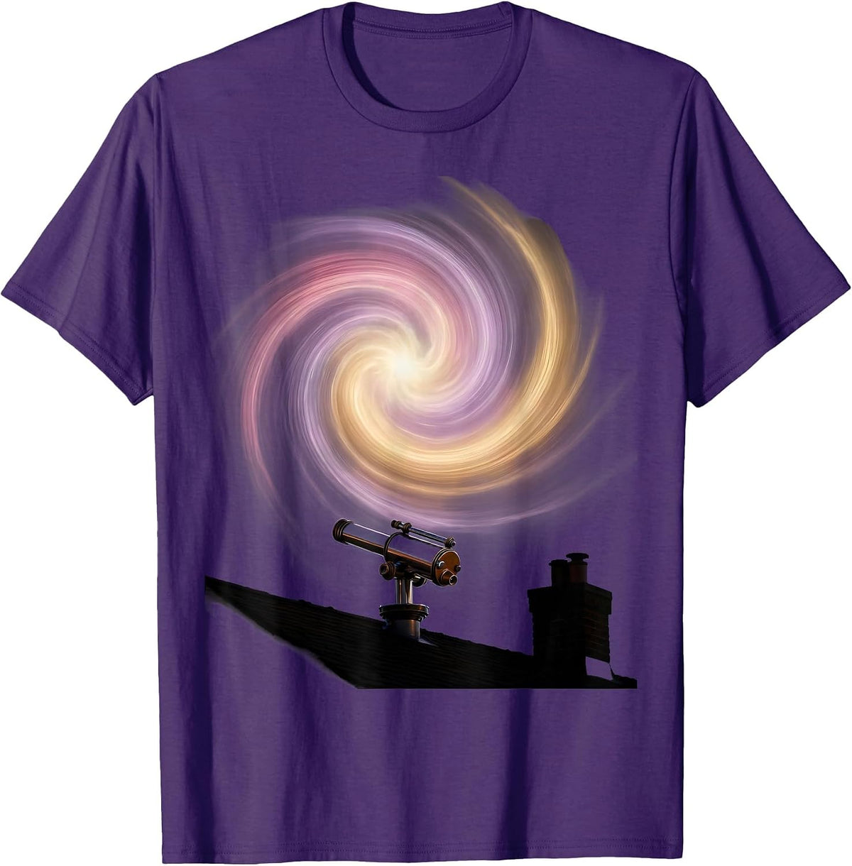 Autism Awareness Rooftop Stargazing Nebula Design T-Shirt - Purple