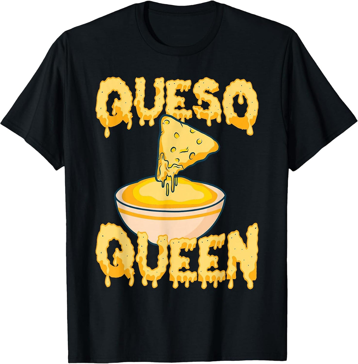 Funny Queso Design for Women Girls Kids Cheese Queso Lover T-Shirt - Black