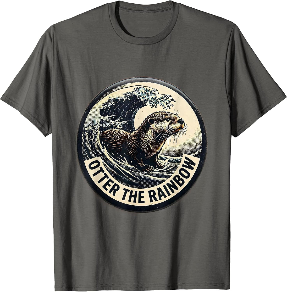 Men's Otter The Rainbow Funny Sea Otter Lover Animal Humor T-Shirt - Asphalt Grey