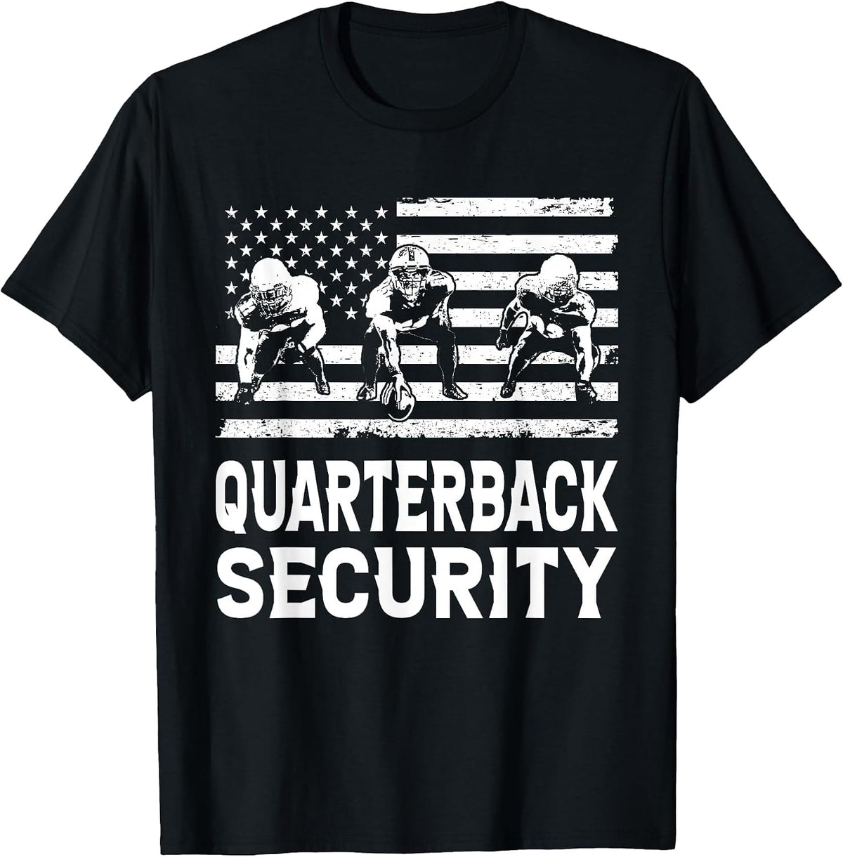 Quarterback Security Lineman Football T-Shirt - Black