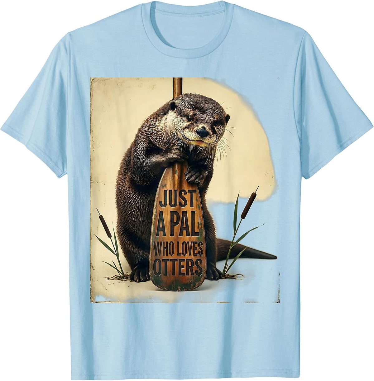 Men's Just A Pal Who Loves Otters Vintage Otter Lover Humor T-Shirt - Baby Blue
