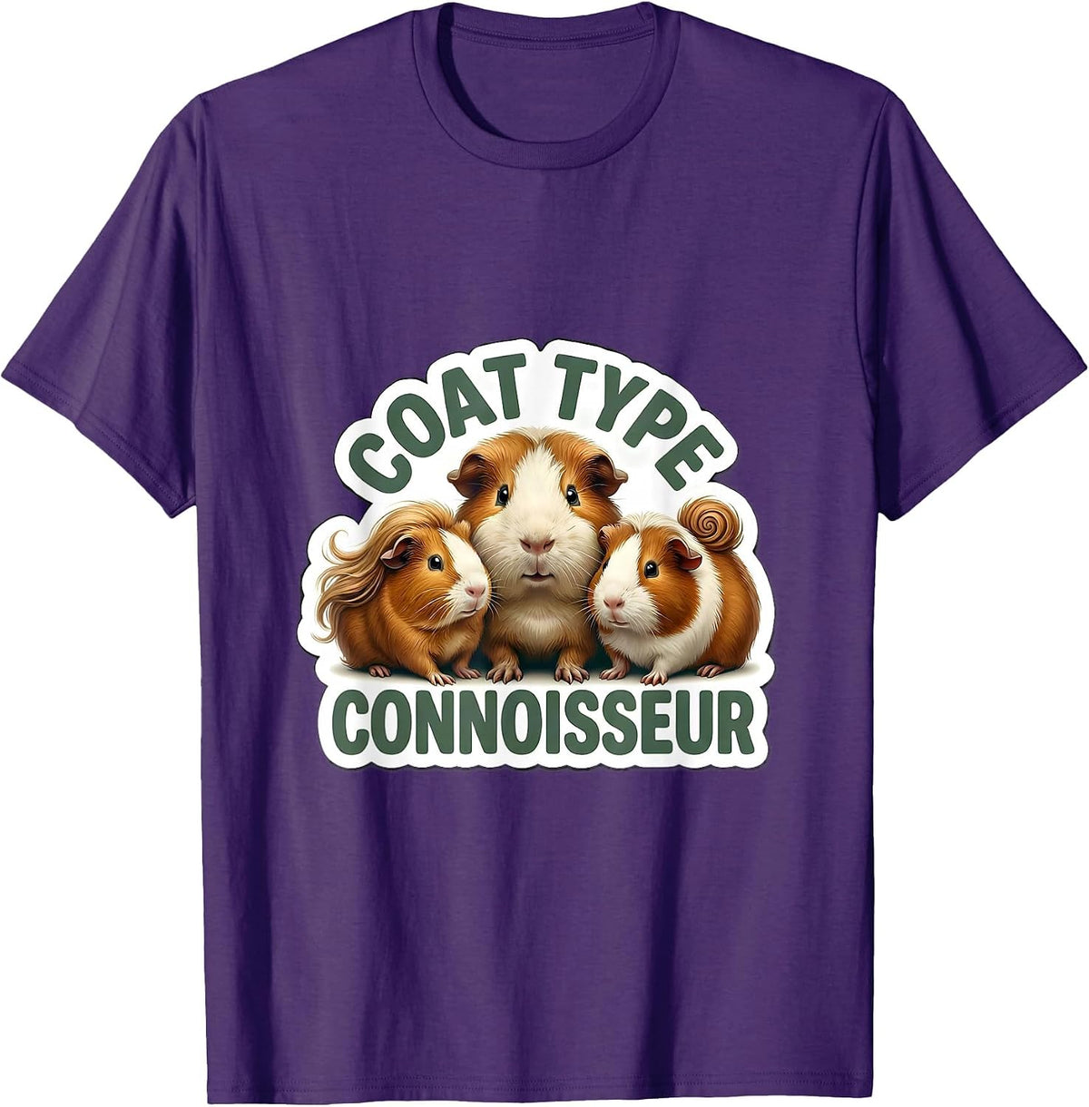 Coat Type Connoisseur Funny Guinea Pig Lover Pet Pig Humor T-Shirt - Purple